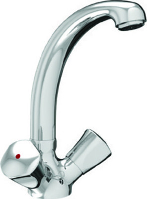 Zweig.Waschtischbatt. V1 verchr. m.vers.Kette u.schwenkb.Gussausl. VIGOUR - 1