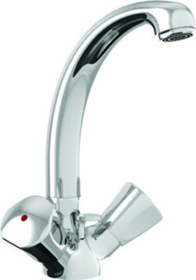 Zweig.Waschtischbatt. V1 verchr. m.Ablaufgarn.u.schwenkb.Gussausl. VIGOUR - 1