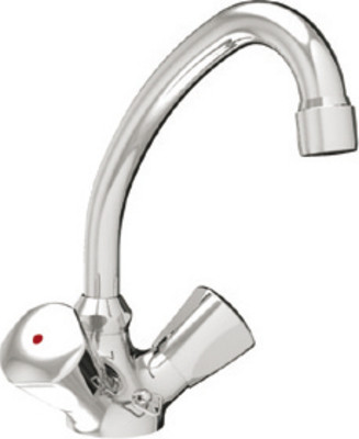 Zweig.Waschtischbatt. V1 verchr. m.Kettenh.u.schwenkb.Rohrauslauf VIGOUR - 1