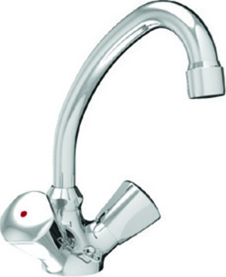 Zweig.Waschtischbatt. V1 verchr. m.Kettenh.u.schwenkb.Rohrauslauf VIGOUR - 1