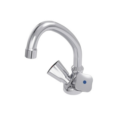 Zweig.Waschtischbatt. V1 verchr. m.vers.Kette u.schwenkb.Rohrausl. VIGOUR