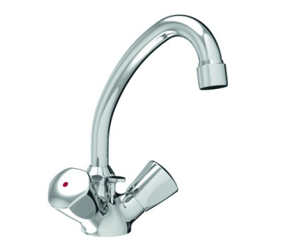 Zweig.Waschtischbatt. V1 verchr. m.Abl.-garn.u.schwenkb.Rohrausl. VIGOUR