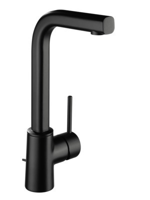 V3 Einhand-Waschtischbatt. grace L-Auslauf, m. Ablgrt, schwarzmatt VIGOUR